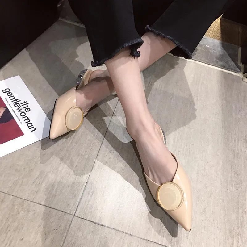 BOOPDO DESIGN POINTED BUCKLE DETAIL SLIP ON MULES