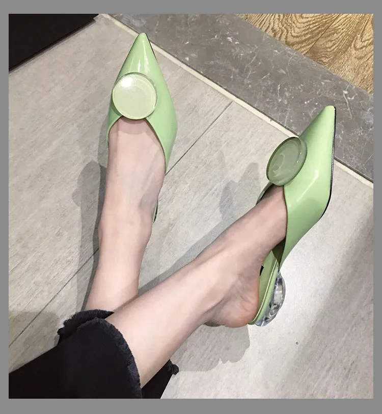 BOOPDO DESIGN POINTED BUCKLE DETAIL SLIP ON MULES
