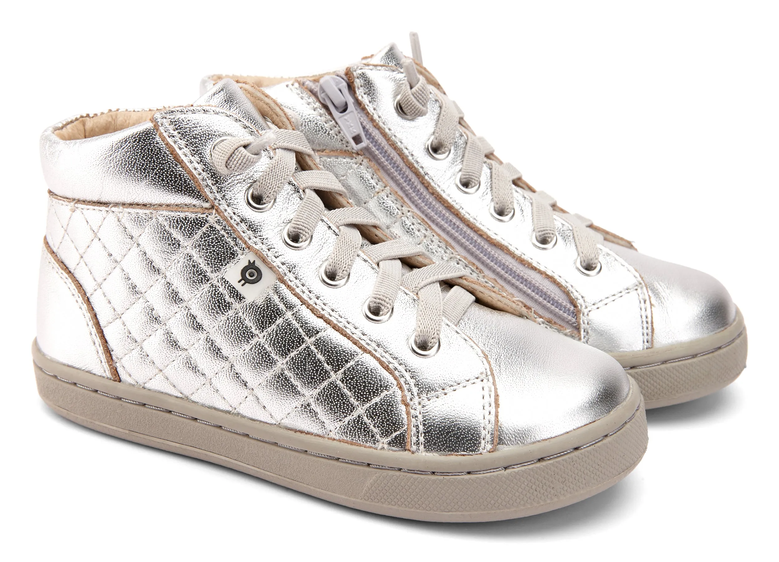 Old Soles Girl's and Boy's 6115 Plush High Top Sneakers - Silver